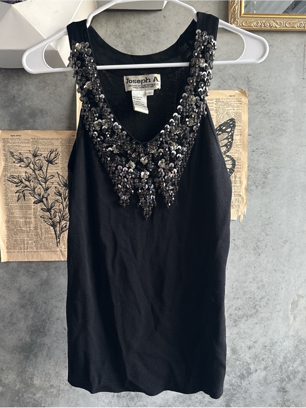 Joseph Black Sleeveless top with Embellished V-Neck